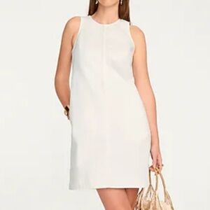 J. Crew NWT Off White Denim Frayed Hem Sleeveless Jean Shift Dress Size 10